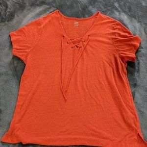 Ladies Orange Tie Front Top